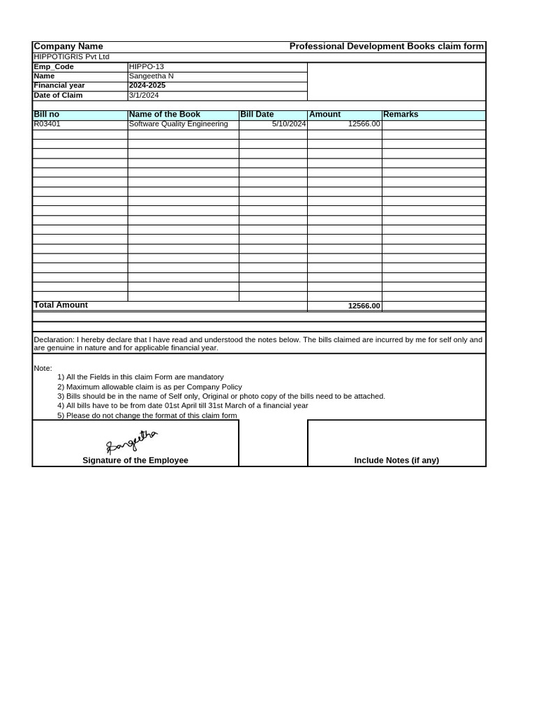 Professional Development Claim Form | PDF