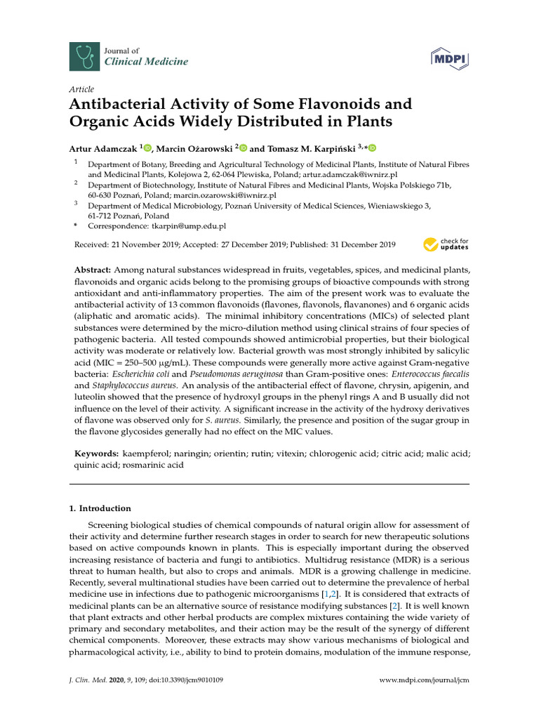 Antibacterial Activity of Some Flavonoids and | PDF