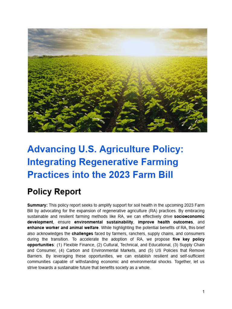 RA Policy Report - 1.2 | PDF | Agriculture | Fertilizer