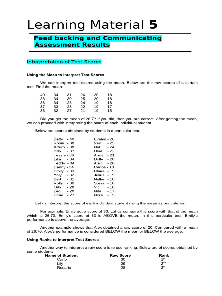 Learning Material 5 | PDF | Sampling (Statistics) | Descriptive Statistics