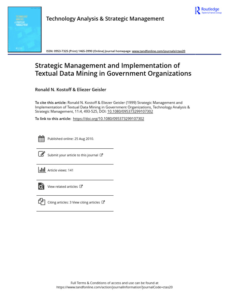 Strategic Management and Implementation of Textual Data Mining in ...
