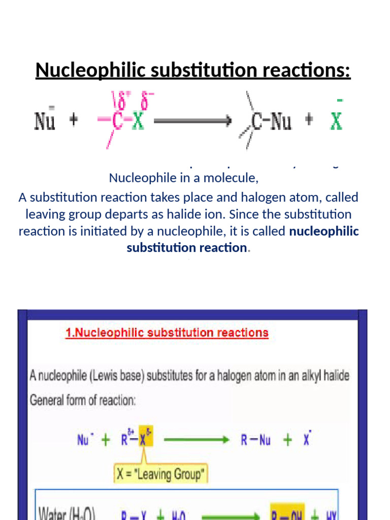 Nucleophilic Substitution Reactions | PDF