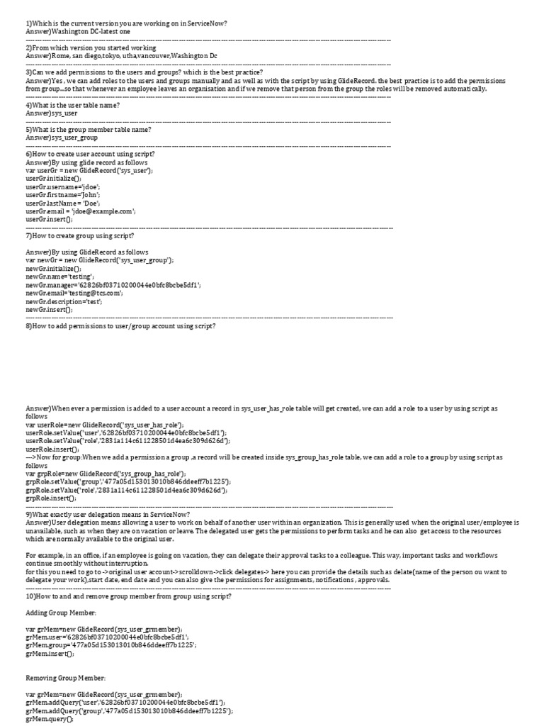 ServiceNow Interview Questions and Answers by Uday Gadiparthi | PDF ...
