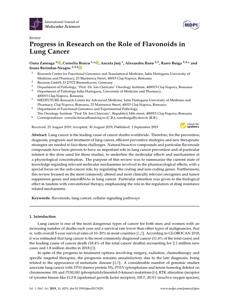 Progress in Research On The Role of Flavonoids in Lung Cancer | PDF ...