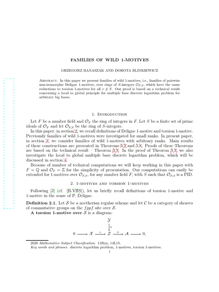 Families of Wild 1-Motives Explained | PDF | Mathematical Structures ...