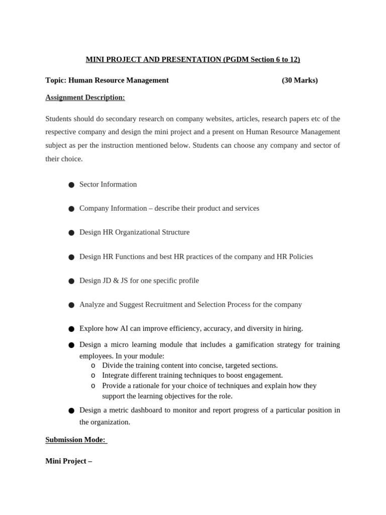 HR Management Mini Project Guide | PDF | Human Resource Management ...