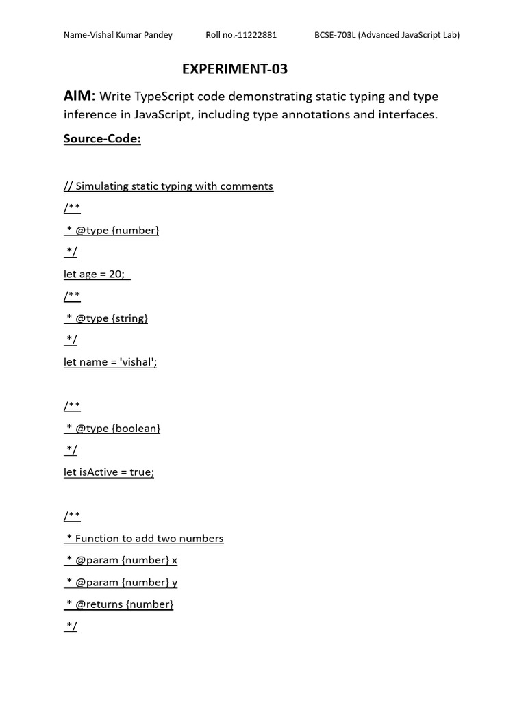TypeScript Static Typing in JavaScript | PDF