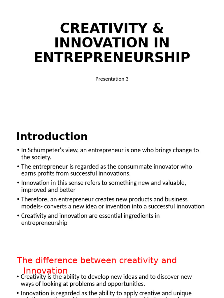 Creativity and Innovation in Entrepreneurship | PDF | Entrepreneurship ...