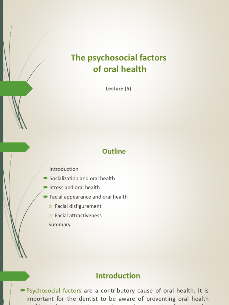 Lecture 5- The Psychosocial Factors of Oral Health | PDF | Stress ...