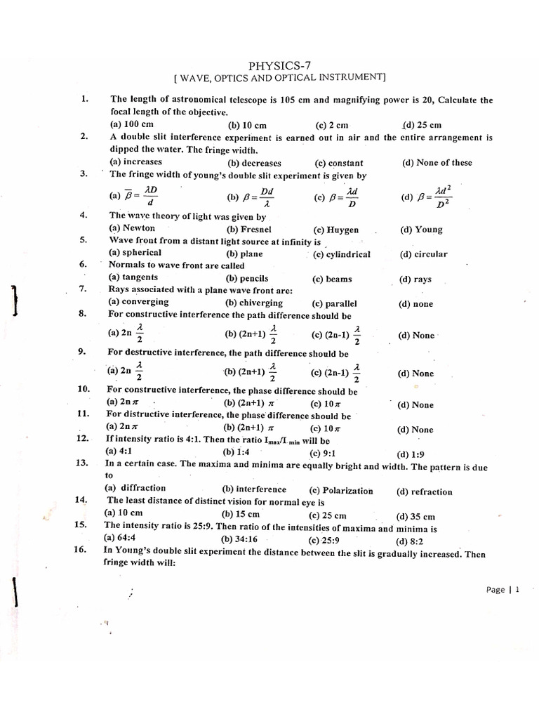 Wave, Optics and Optical Instrument Crash Course | PDF