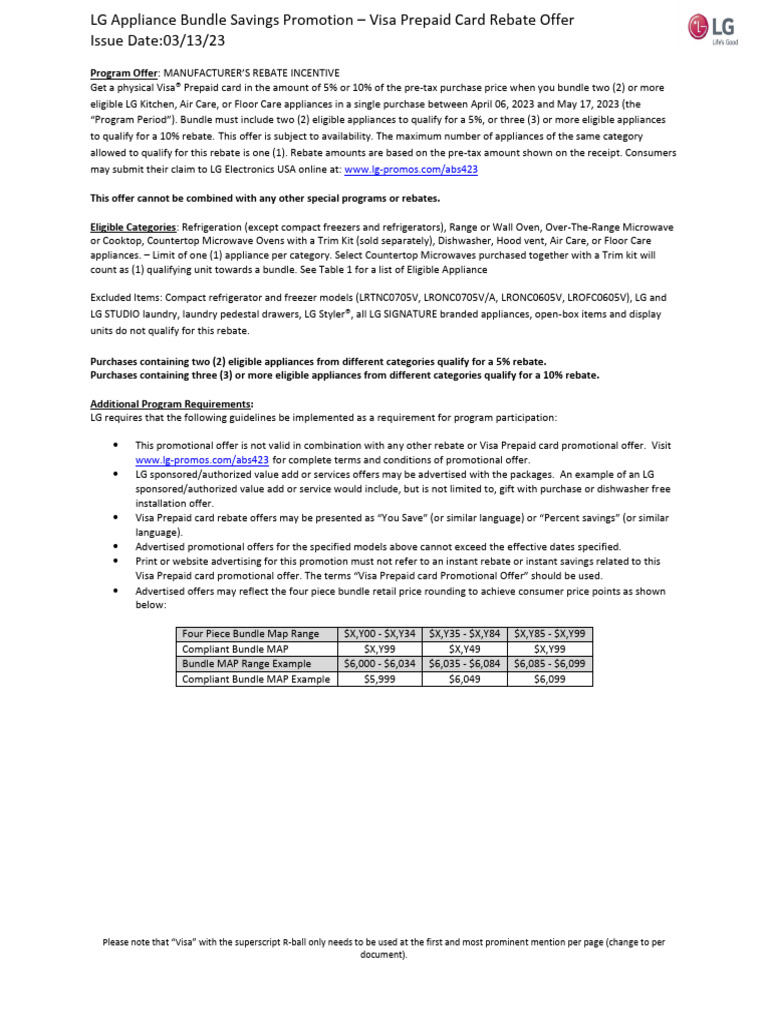 LG Appliance Bundle Savings 0406 0517 | PDF | Rebate (Marketing) | Home ...