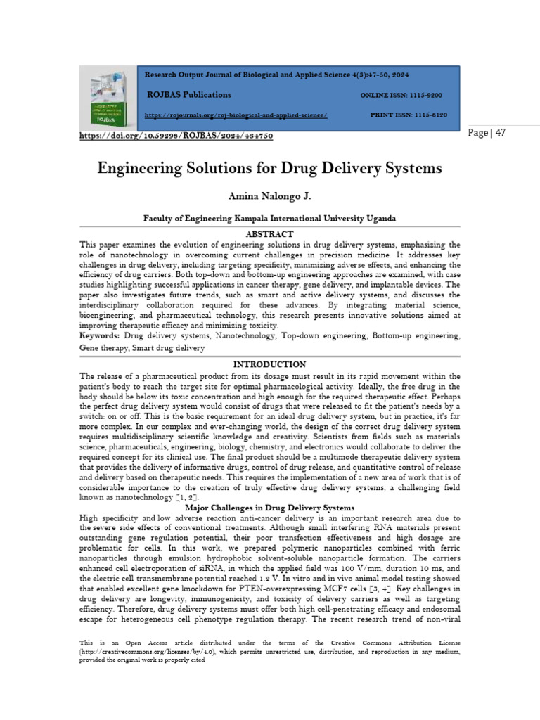 Engineering Solutions For Drug Delivery Systems (WWW - Kiu.ac - Ug ...