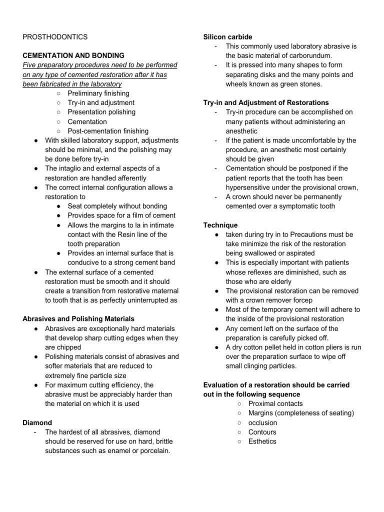 Prosthodontic Cementation Guide | PDF | Dentistry | Dentistry Branches