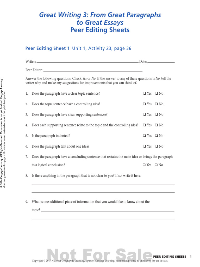 Gw3 Students Peer Editing 0 | PDF | Paragraph | Essays