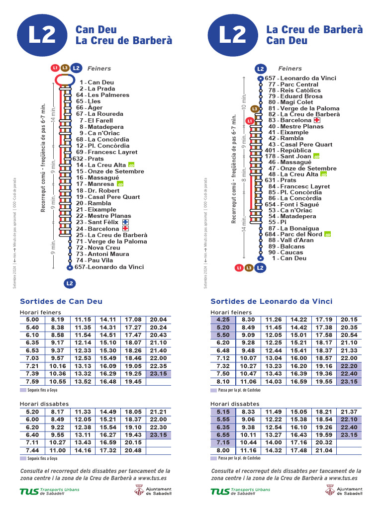 Buses TUS L2 Sabadell-Can Deu | PDF