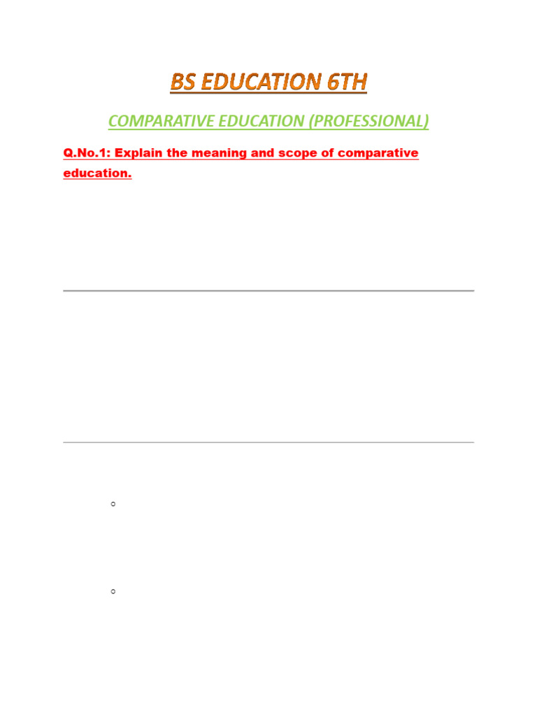 Scope of Comparative Education Explained | PDF | Education Policy | Policy