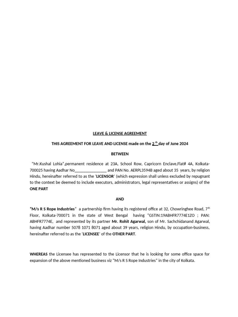 Office Rent Agreement-1 | PDF | License | Landlord