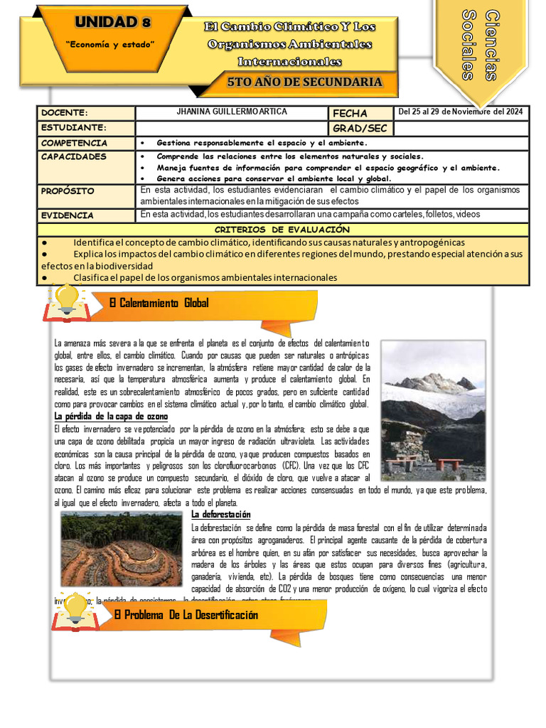 Ficha de Actividad CCSS 5° - Semana 2 | PDF | Grupo Intergubernamental ...