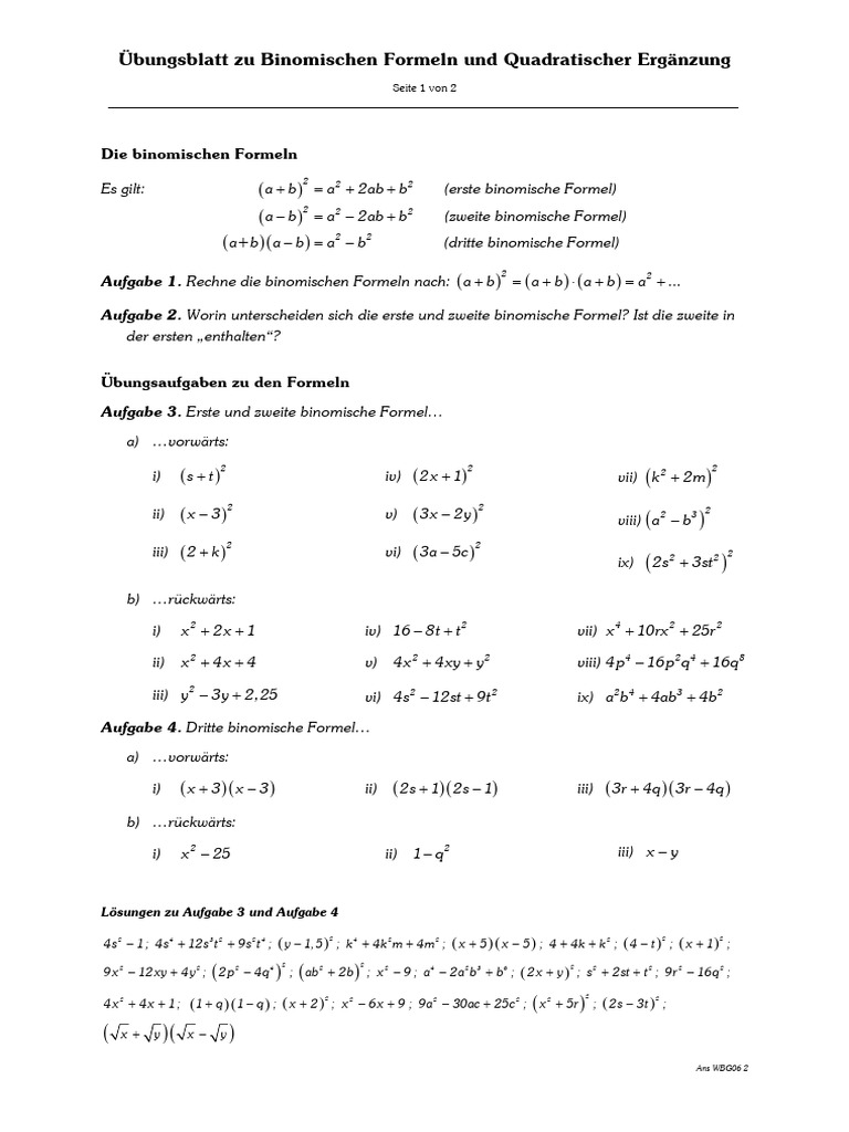 Binomische Formeln | PDF