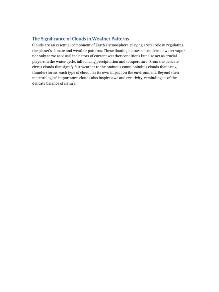 Role of Clouds in Weather Patterns | PDF