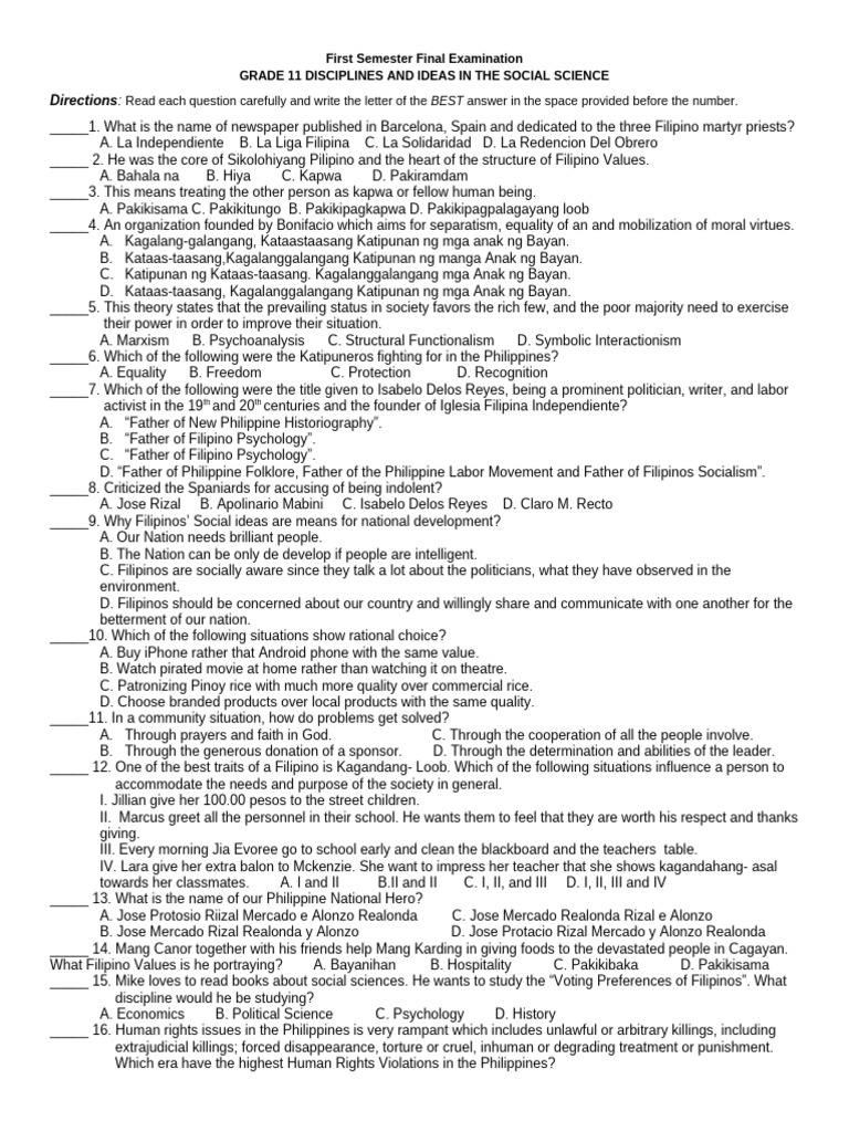 Grade 11 and 12 Final Exam To Print | PDF | Id | Employment