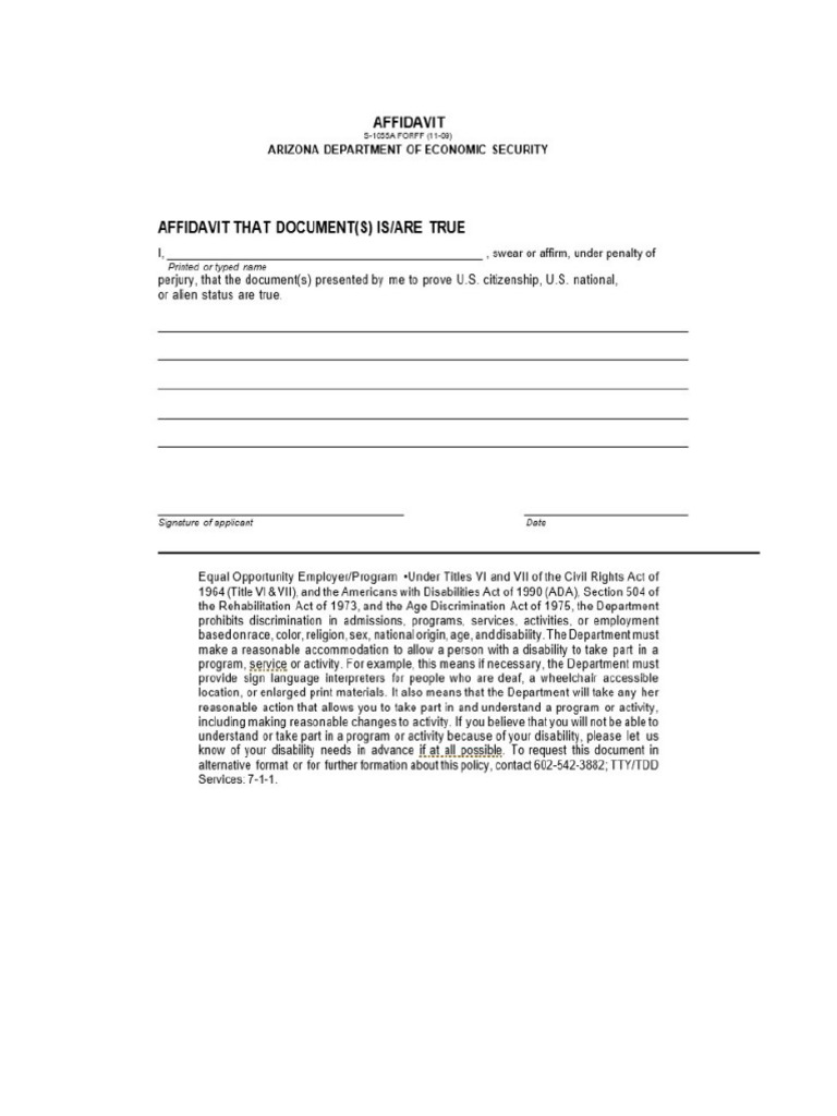 AZ DES Affidavit Form | PDF