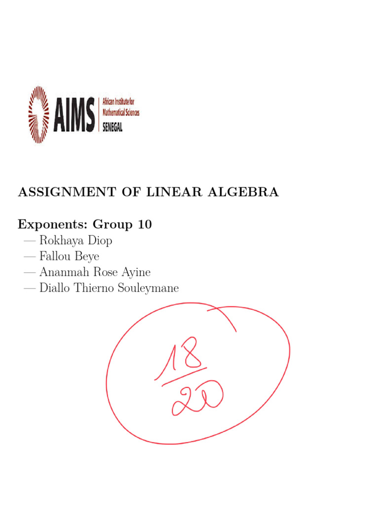 Group 10-Linear Algebra - Assignment 1 | PDF | Linear Subspace ...