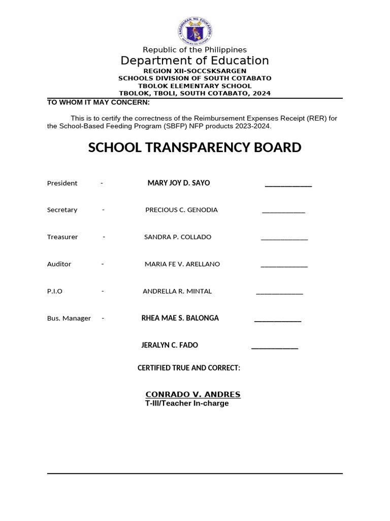 Transparency-Board Tbolok ES 2024 | PDF