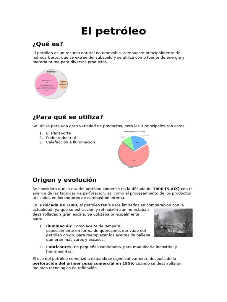 Usos y evolución del petróleo en la historia | PDF | Petróleo | Energía ...