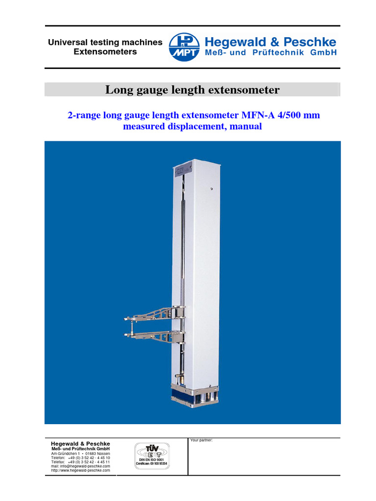 Long Gauge Length Extensometer MFN-A | PDF | Mechanical Engineering ...