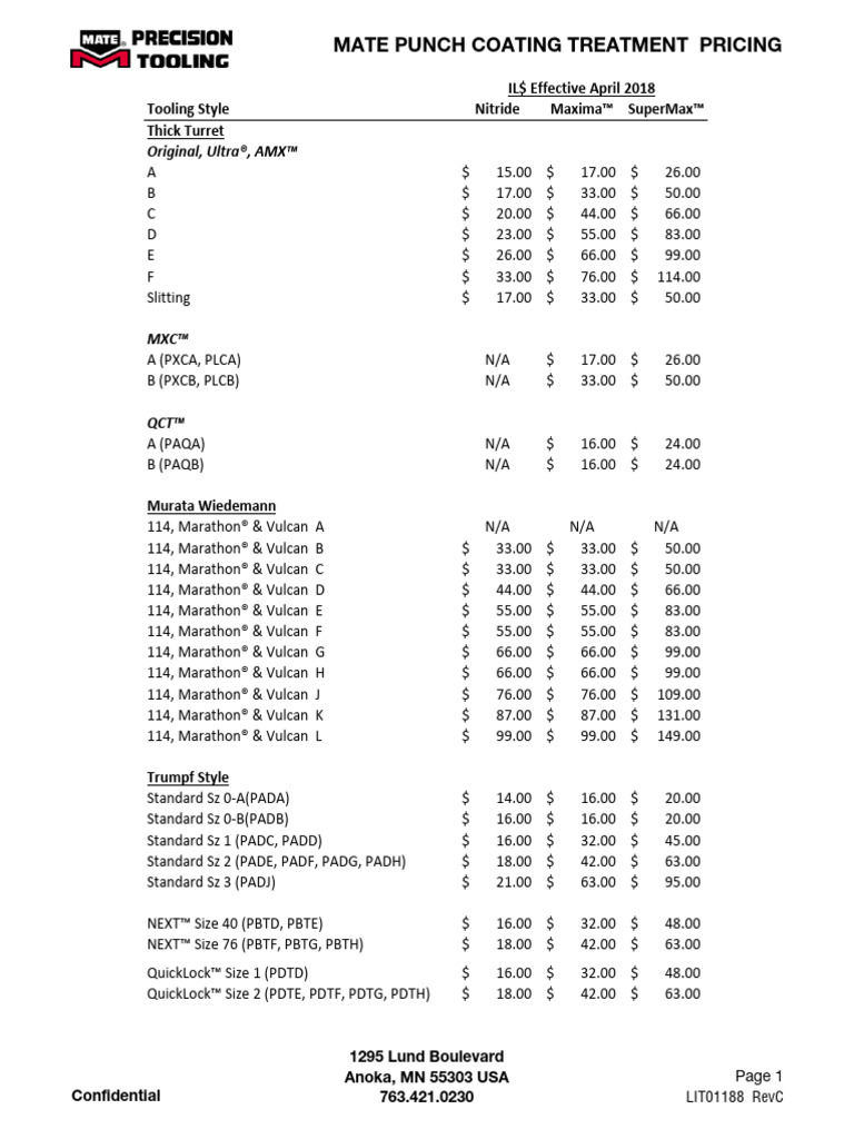 LIT01188 Punch Coatings Pricing IL$ RevC | PDF