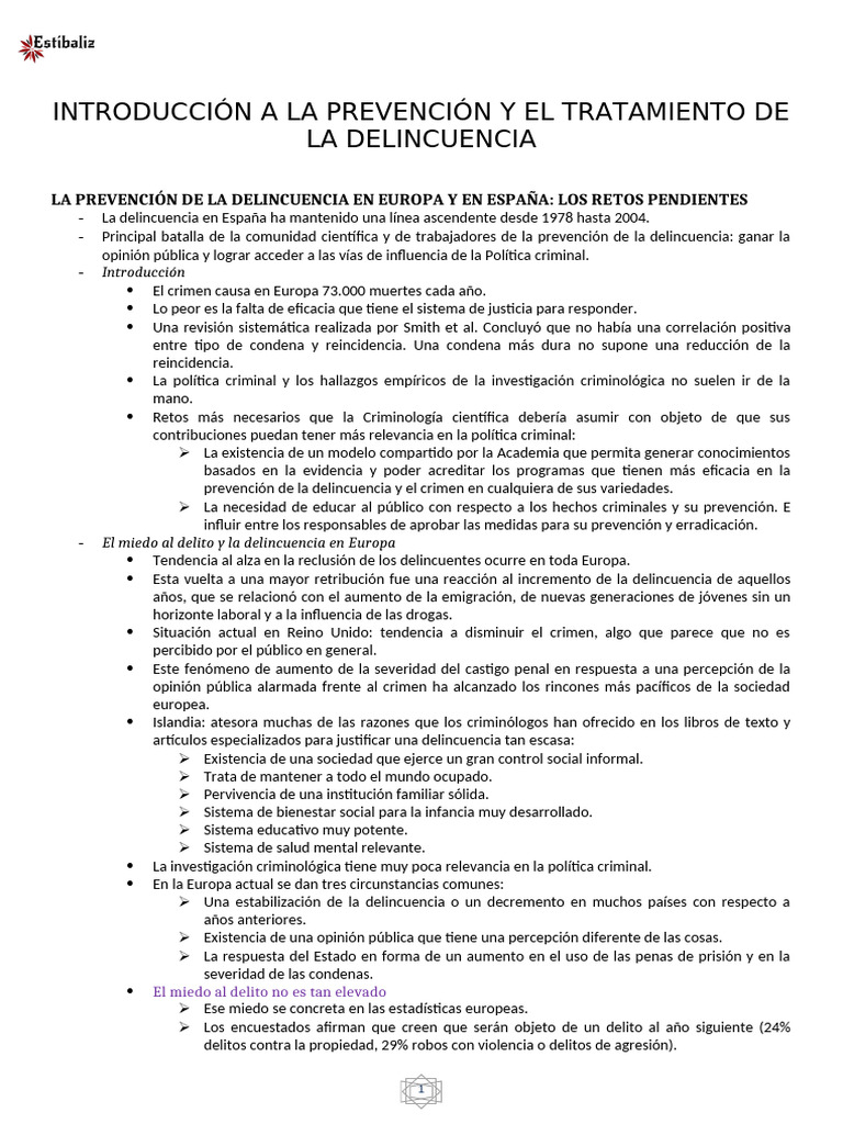 Prevención y Tratamiento de la Delincuencia | PDF | La delincuencia ...