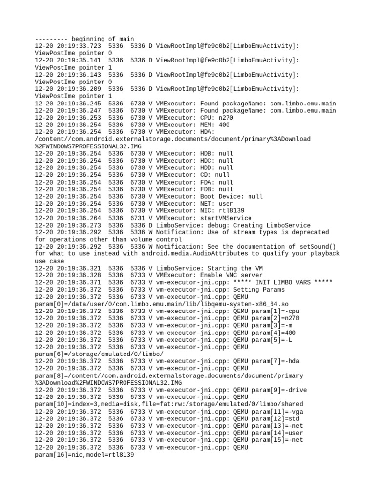 Limbo Software VM Initialization Logs | PDF | Computing Platforms ...