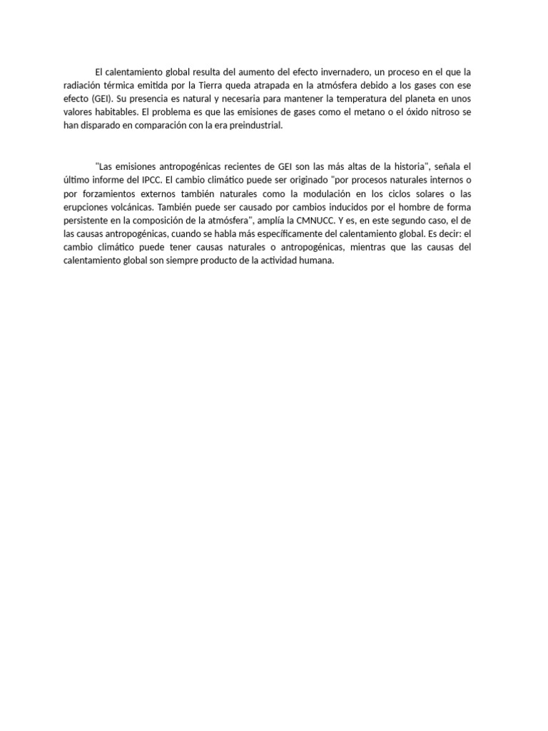 El Calentamiento Global. | PDF | Gases de efecto invernadero | Cambio ...