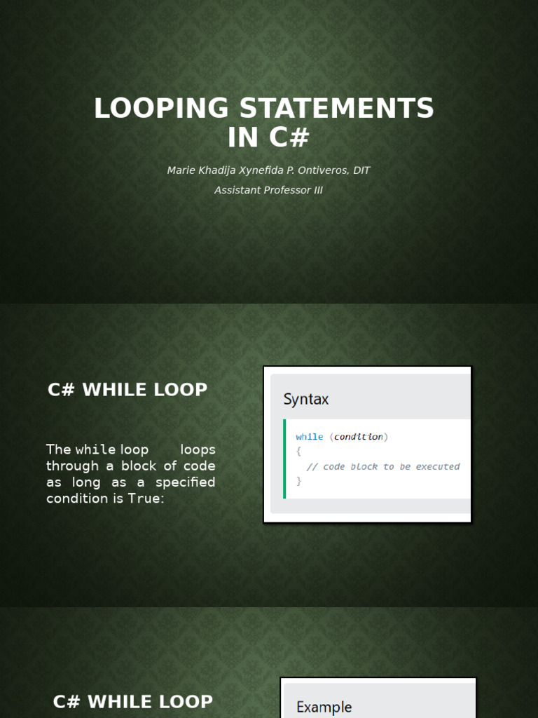 Topic 5 C Looping Statements | PDF