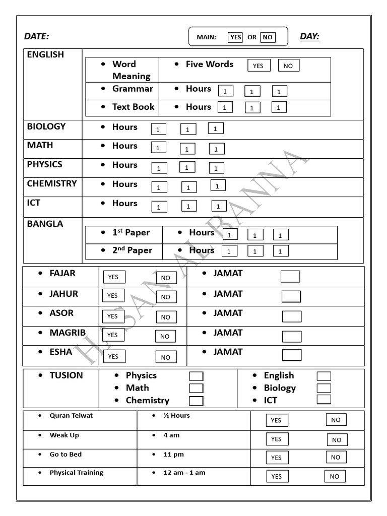 Daily Study Schedule and Routine | PDF