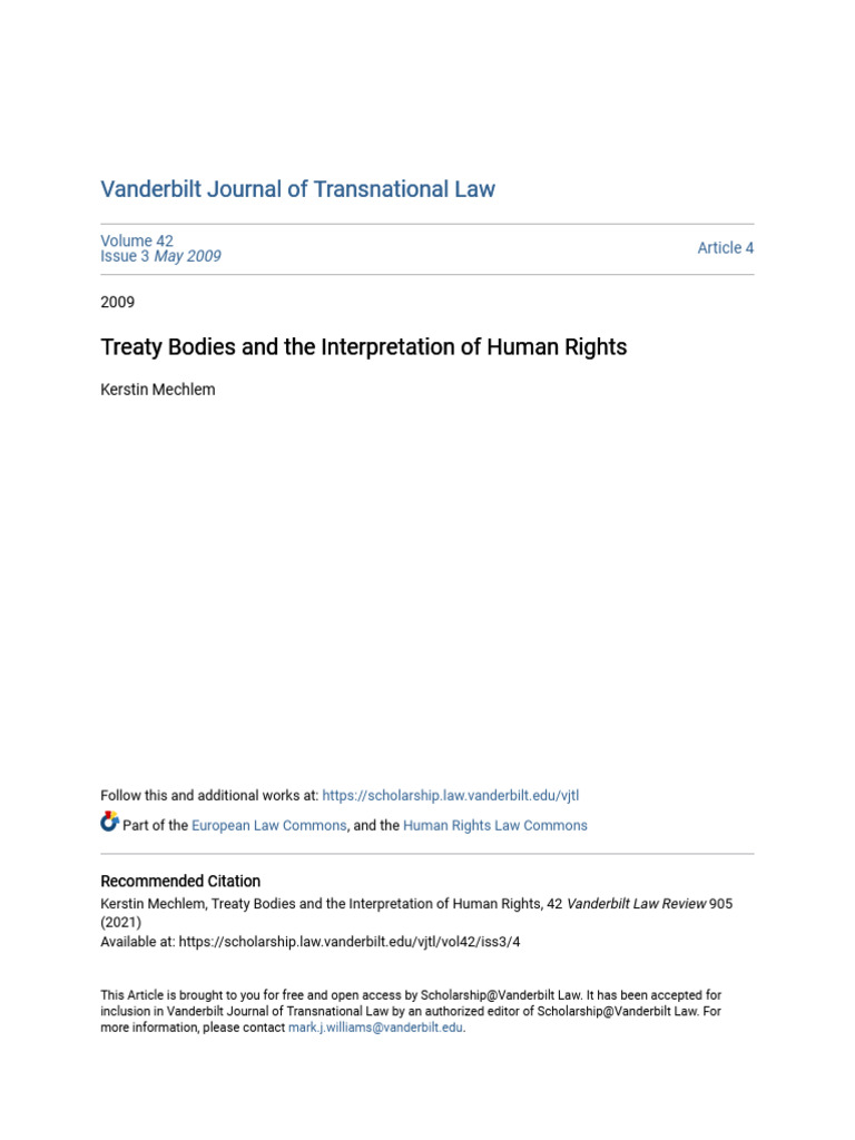 Treaty Bodies and The Interpretation of Human Rights | PDF | Treaty ...