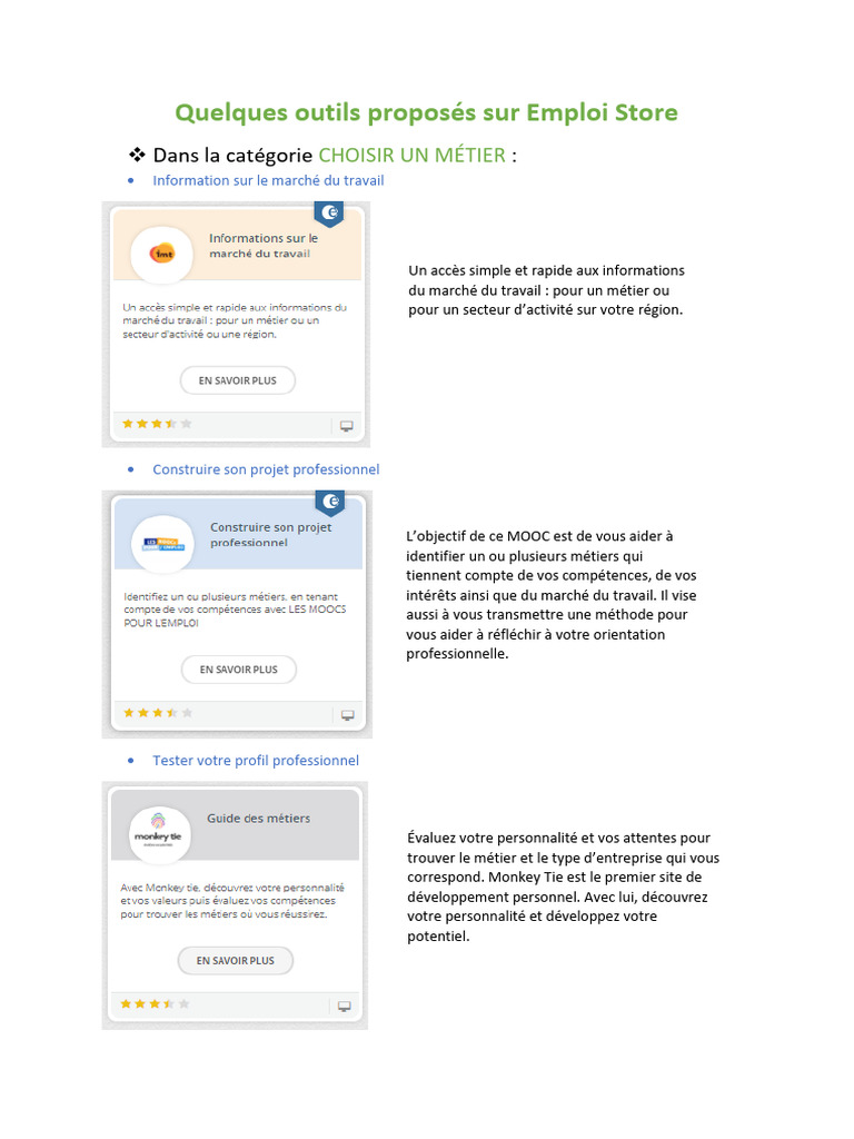 Outils pour réussir sur Emploi Store | PDF | Recrutement | Entretien d ...