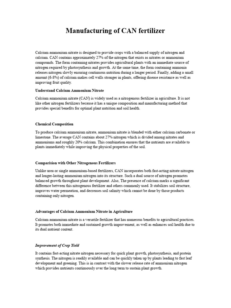 Manufacturing of can pdf nitric acid soil