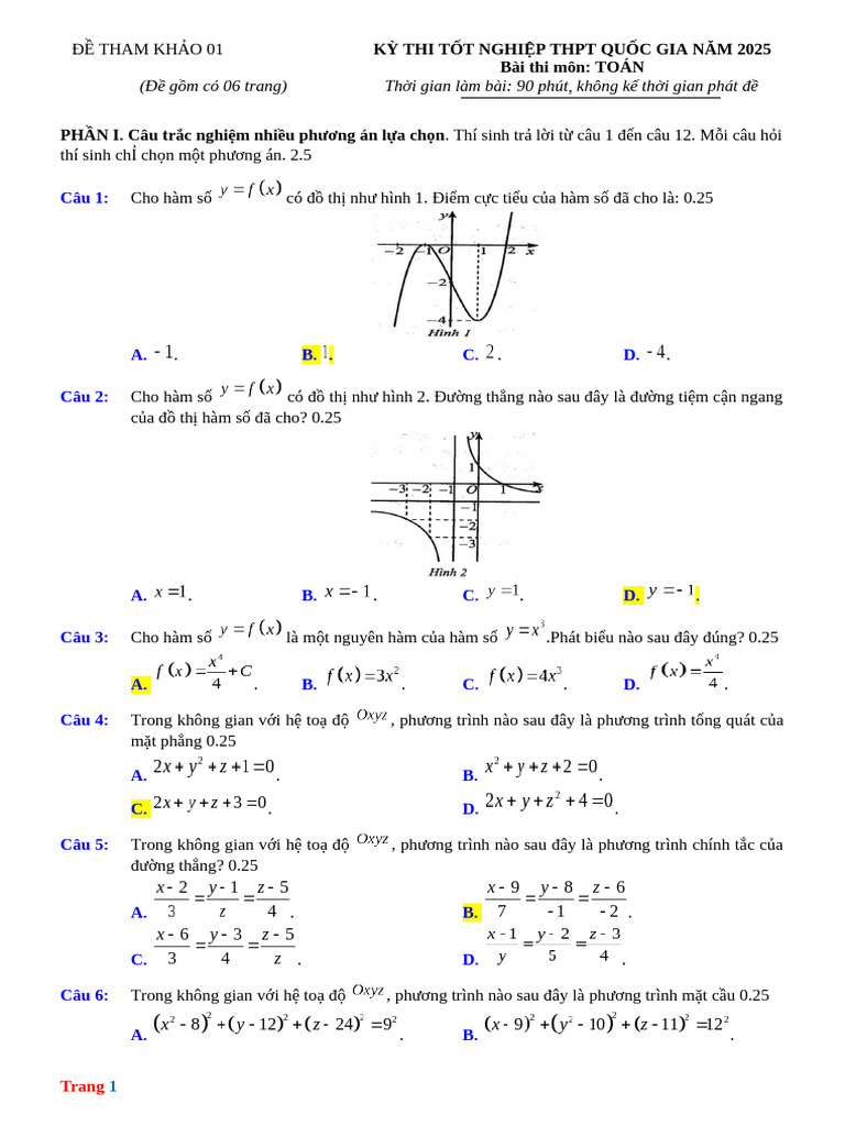 10 de On Thi TN THPT 2025 Mon Toan | PDF