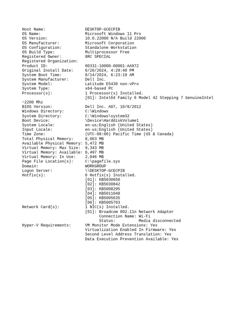 Windows 11 Pro System Overview | PDF
