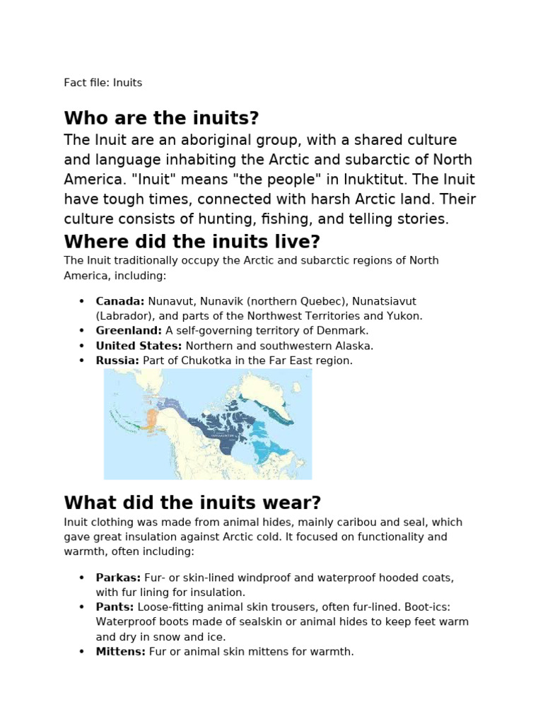 Fact File of The Inuits | PDF | Inuit