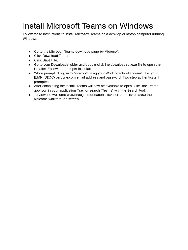Install Microsoft Teams on Windows | PDF