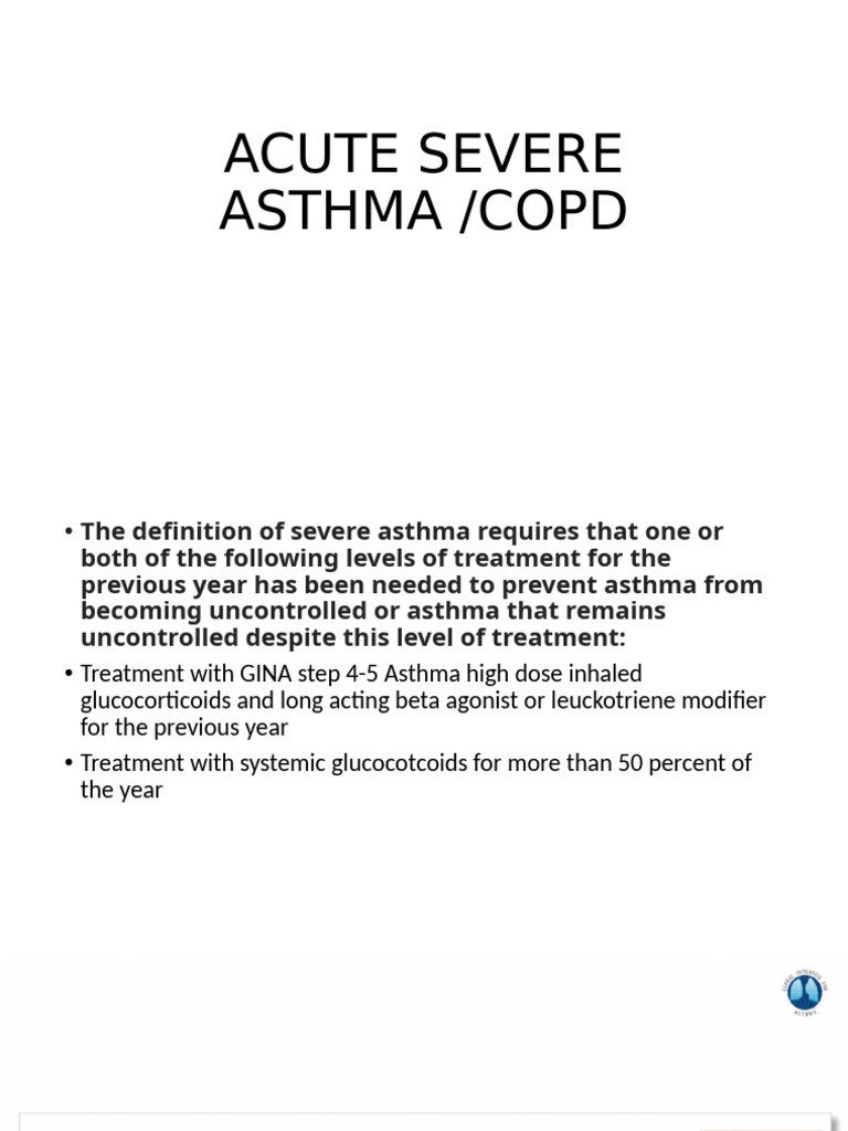 Acute Severe Asthma and COPD Management | PDF | Asthma | Chronic ...
