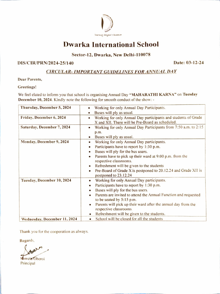 Annual Day Guidelines for Parents 2024 | PDF