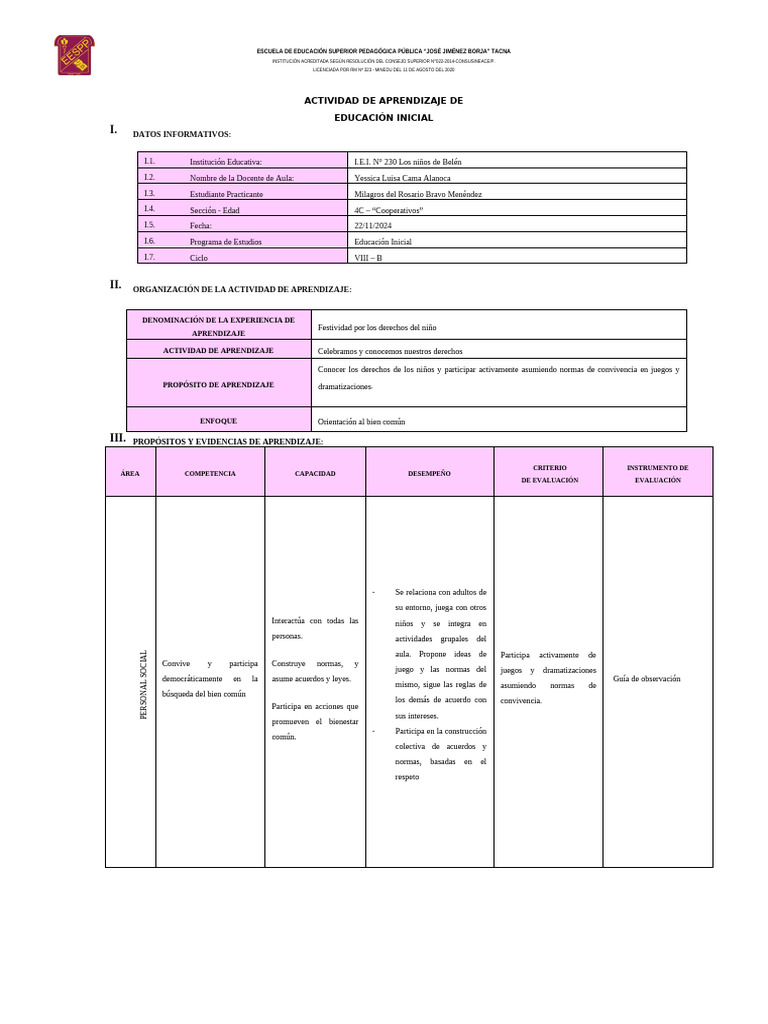 Sesión 22 - 11 | PDF | Educación de la primera infancia | Aprendizaje