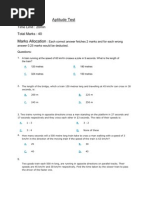 Aptitude Test: Time Limit: 20min Total Marks: 40