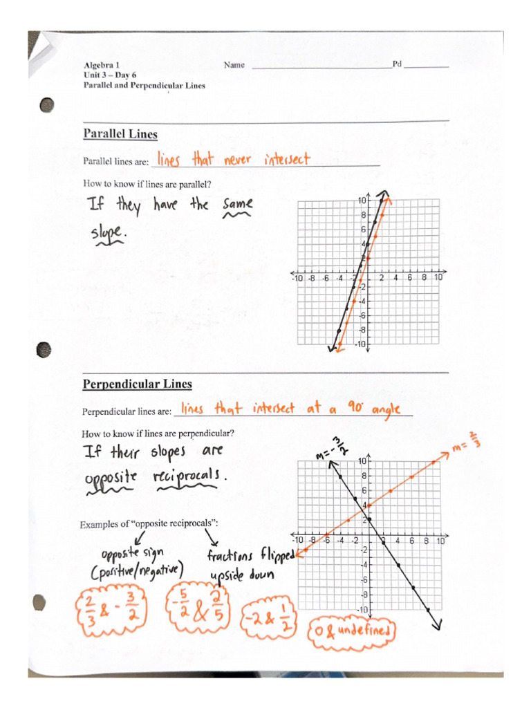 Unit+3+Day+6+Parallel+and+Perpendicular+Lines+Notes | PDF
