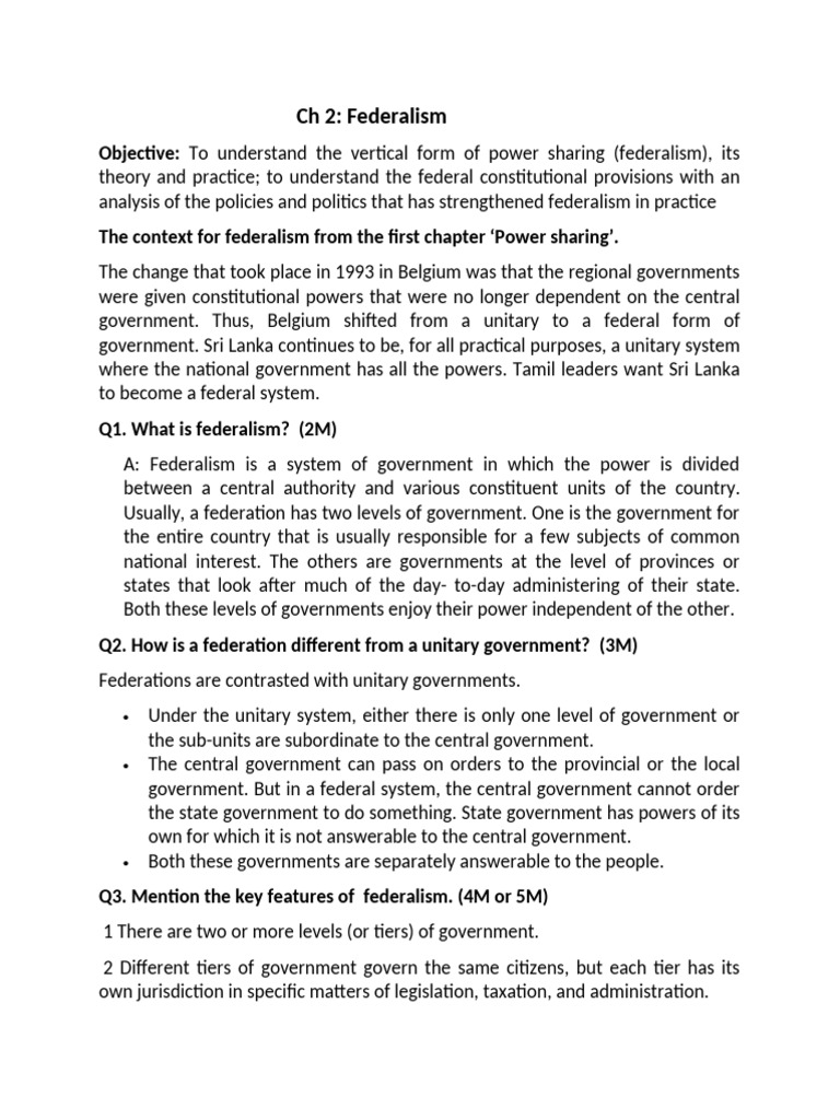 Ch 2 | PDF | Federalism | Federation