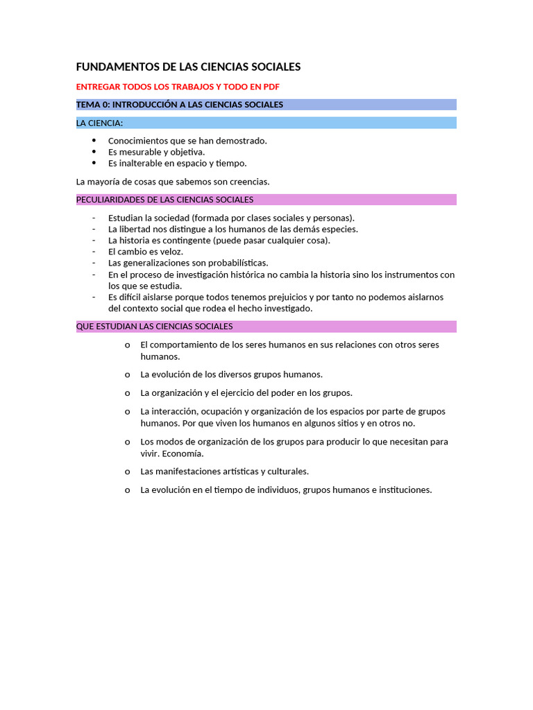 Fundamentos de Las Ciencias Sociales Apuntes | PDF